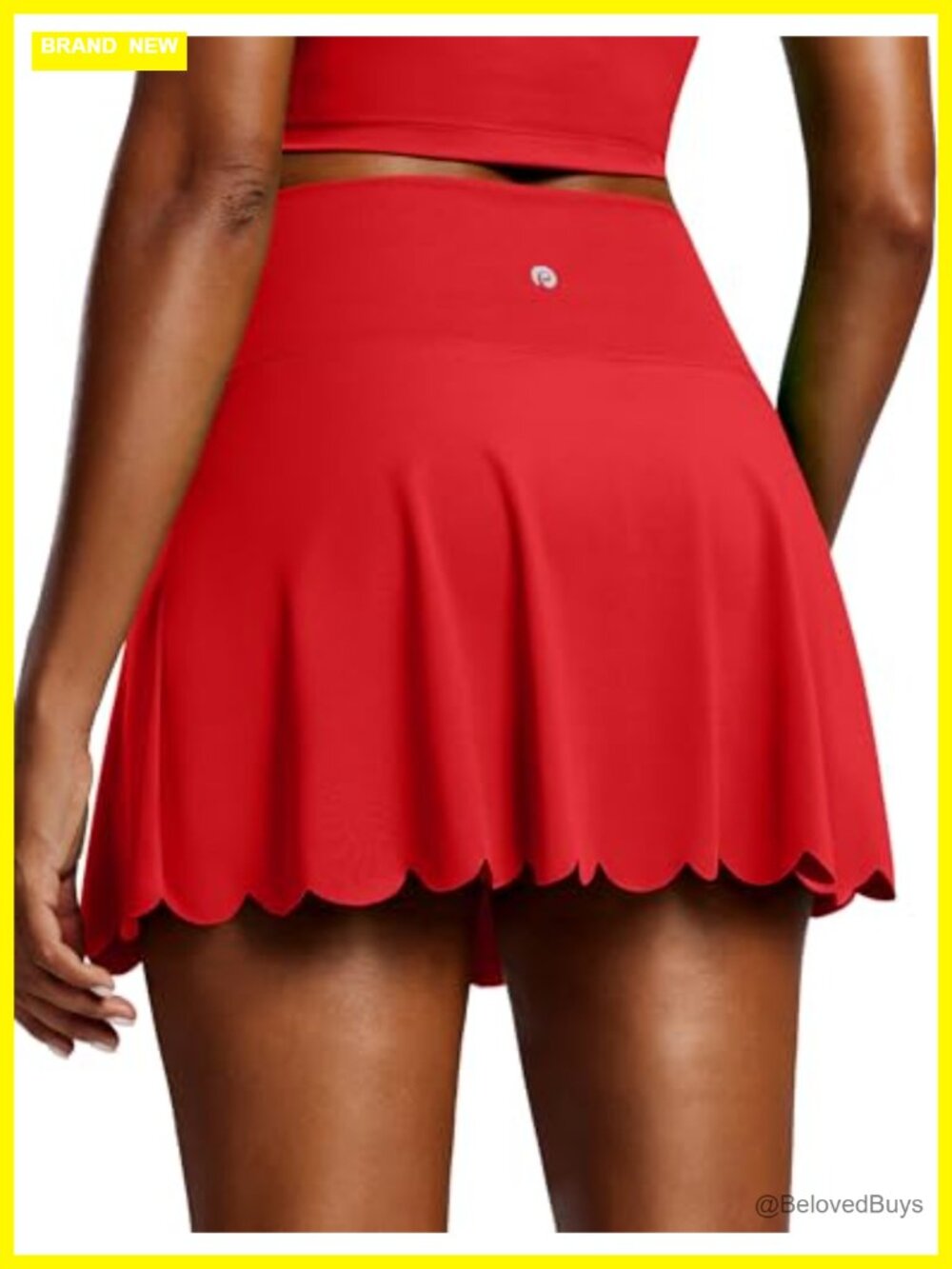 15" Tennis Skirts for Women Scalloped Hem Pleat Skort with Pockets